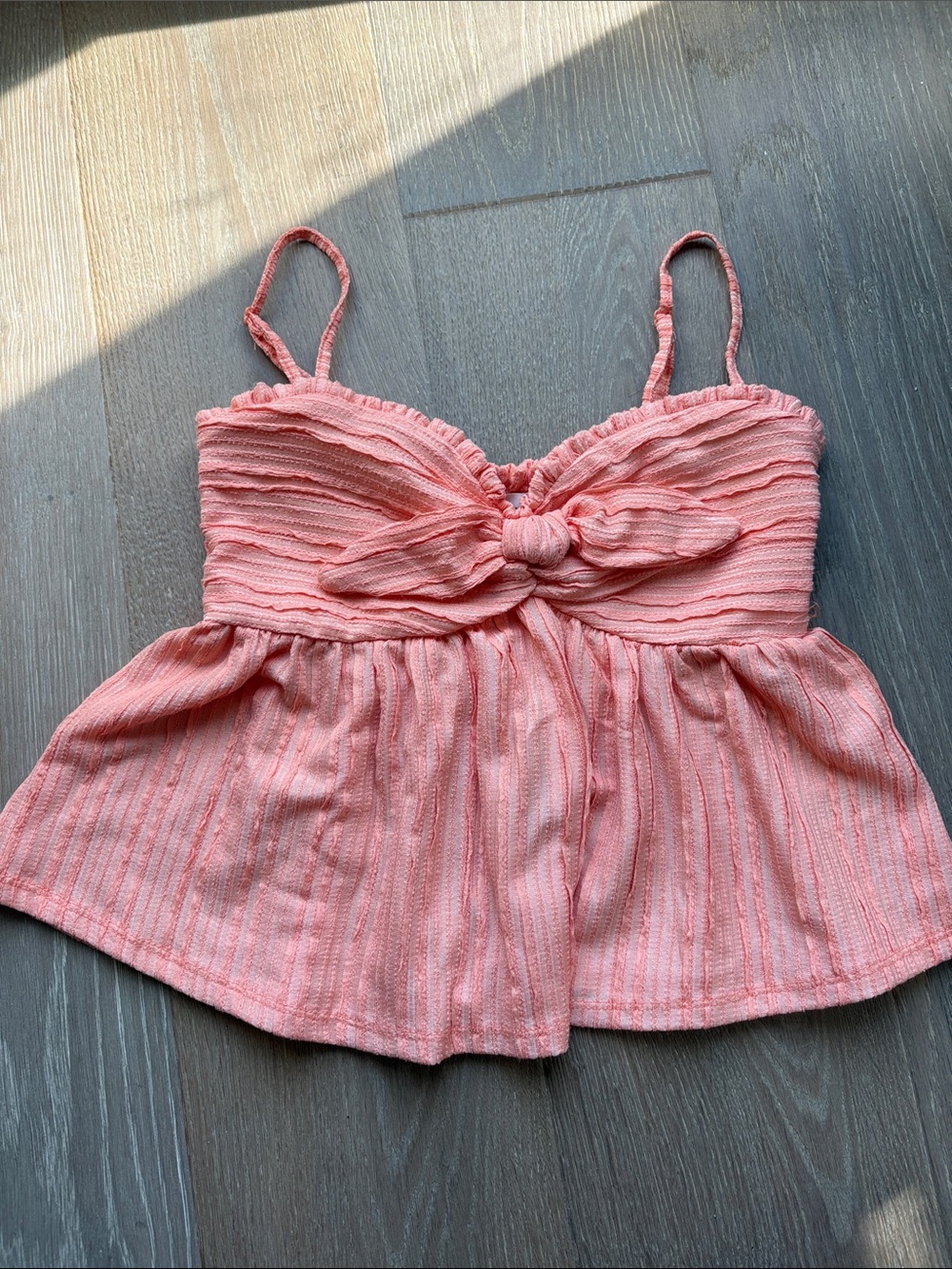 Trixxi Coral Pink Tie-Front Spaghetti Strap Cami